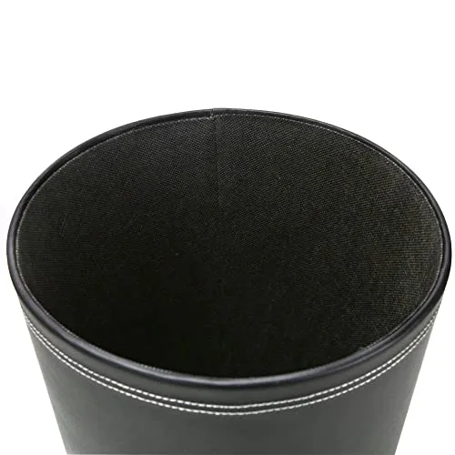 KINGFOM™ Klassisch Leder Papierkorb für Büro/Badezimmer/küche/Schlafzimmer (Schwarz)