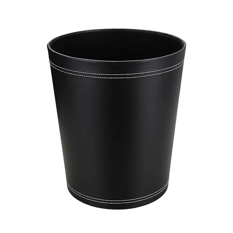 KINGFOM™ Klassisch Leder Papierkorb für Büro/Badezimmer/küche/Schlafzimmer (Schwarz)