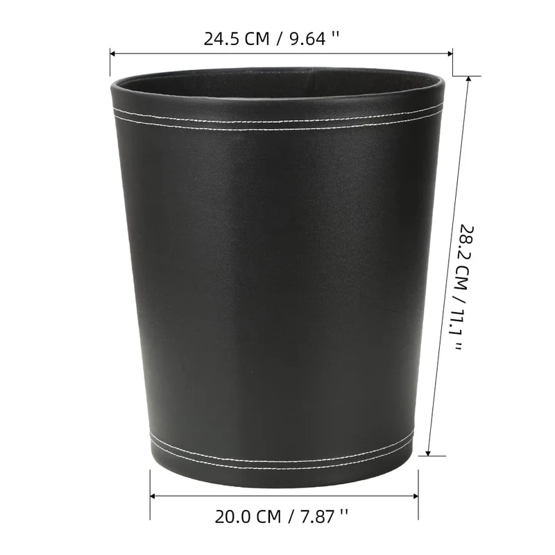 KINGFOM™ Klassisch Leder Papierkorb für Büro/Badezimmer/küche/Schlafzimmer (Schwarz)