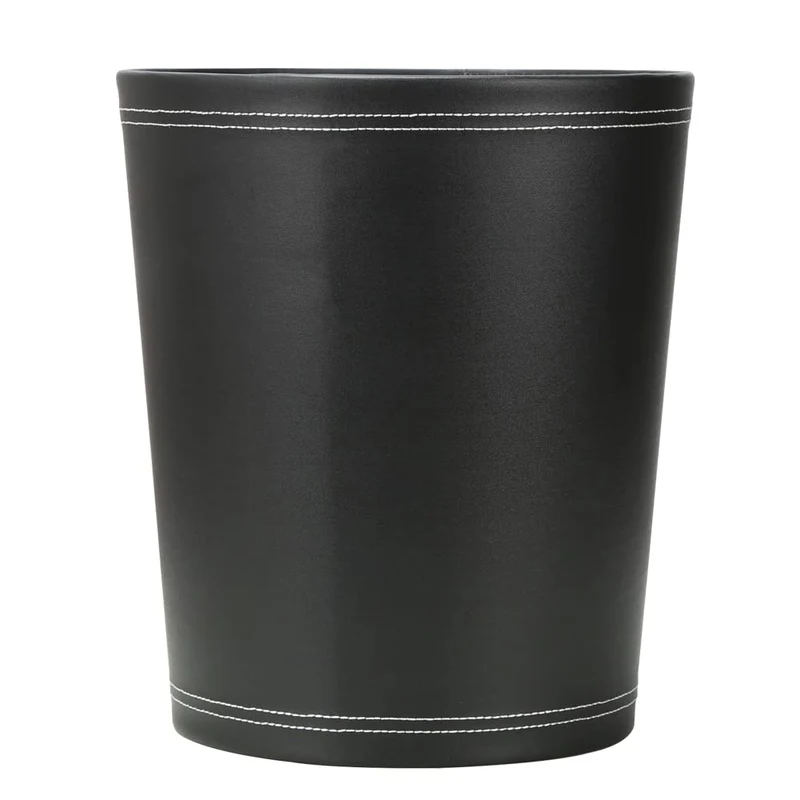 KINGFOM™ Klassisch Leder Papierkorb für Büro/Badezimmer/küche/Schlafzimmer (Schwarz)