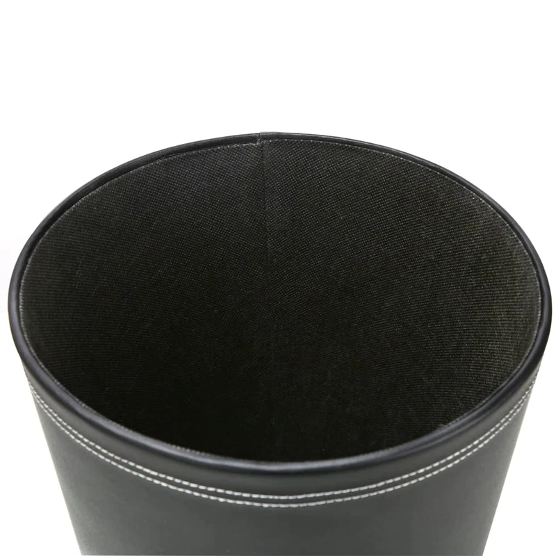 KINGFOM™ Klassisch Leder Papierkorb für Büro/Badezimmer/küche/Schlafzimmer (Schwarz)