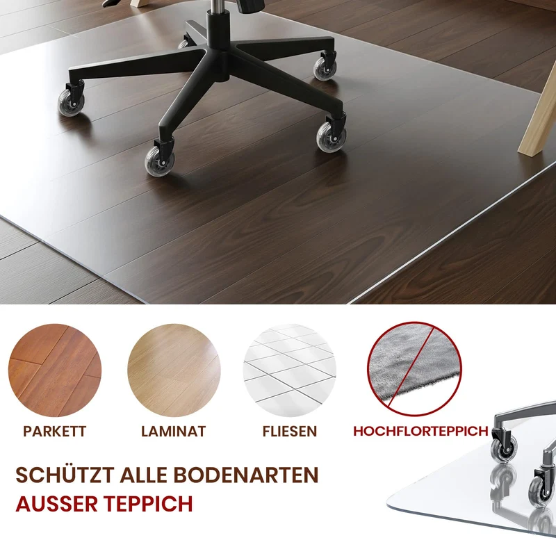 COSYLAND Bodenschutzmatte Bürostuhl – transparente, rutschfeste Stuhlunterlage für Teppich & Hartböden, Fußbodenschutz Bürostuhlunterlage – 90×120 cm, milchweiß