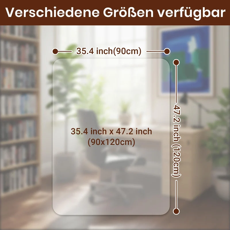COSYLAND Bodenschutzmatte Bürostuhl – transparente, rutschfeste Stuhlunterlage für Teppich & Hartböden, Fußbodenschutz Bürostuhlunterlage – 90×120 cm, milchweiß