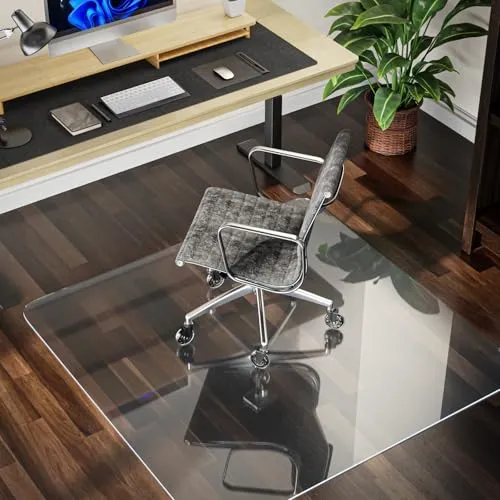 COSYLAND Bodenschutzmatte Bürostuhl – transparente, rutschfeste Stuhlunterlage für Teppich & Hartböden, Fußbodenschutz Bürostuhlunterlage – 90×120 cm, milchweiß