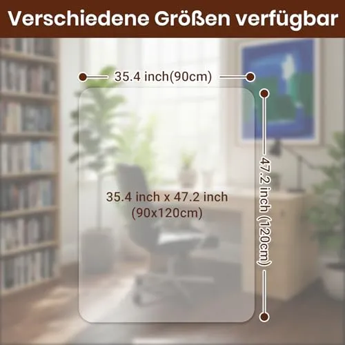 COSYLAND Bodenschutzmatte Bürostuhl – transparente, rutschfeste Stuhlunterlage für Teppich & Hartböden, Fußbodenschutz Bürostuhlunterlage – 90×120 cm, milchweiß