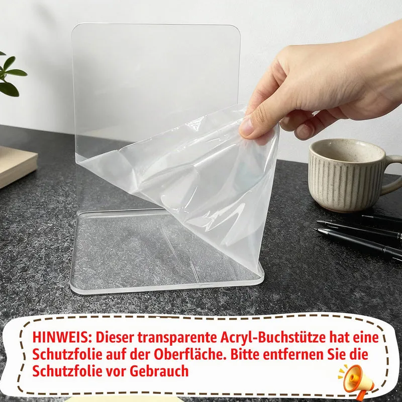 10 Stück Transparent Buchstützen, Acryl-Buchstützen für Regale