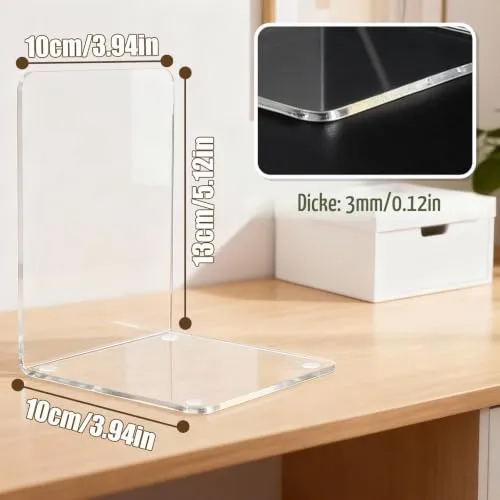 10 Stück Transparent Buchstützen, Acryl-Buchstützen für Regale