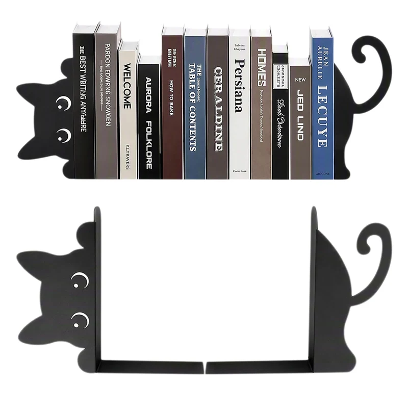 Buchstützen Metall Schwarz im Versteckspiel-Design Dekorative