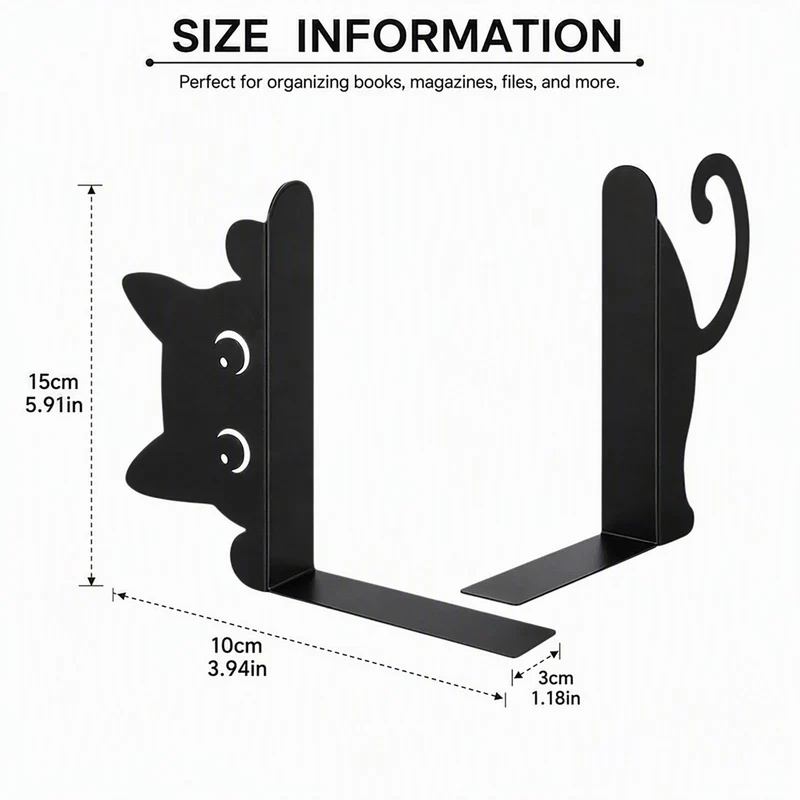Buchstützen Metall Schwarz im Versteckspiel-Design Dekorative