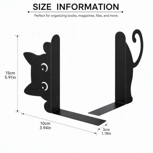 Buchstützen Metall Schwarz im Versteckspiel-Design Dekorative