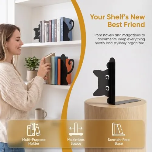Buchstützen Metall Schwarz im Versteckspiel-Design Dekorative