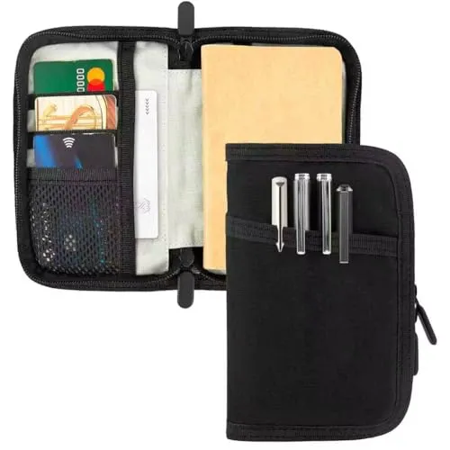 Field Notes Notizbücher-Hülle für 8,9 x 14,9 cm große Taschen-Notizbuchhülle mit Reißverschluss, Stifthalter, wasserabweisend, Steno-Notizbuchhülle für Tagebuch, Notizbuch, Planer, edles gewachstes
