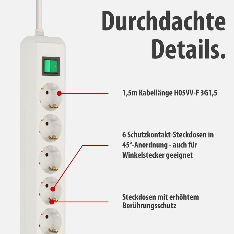 Brennenstuhl Eco-Line Steckdosenleiste 6-Fach