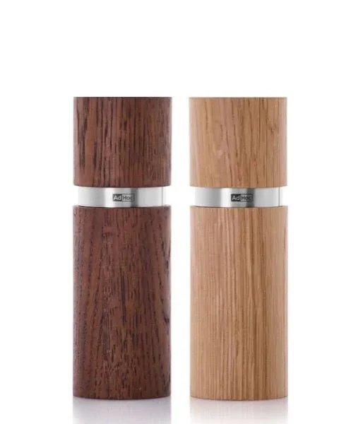 AdHoc 'Set Pfeffer- und Salzmühle Textura, Naturholz Eiche geölt, hell dunkel - 15cm'