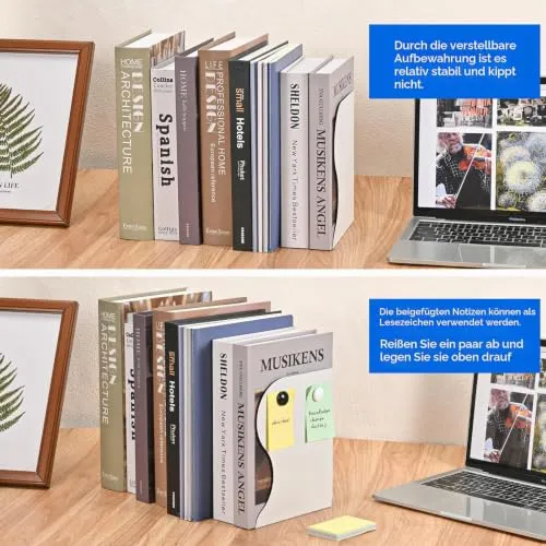 Buchstützen für Regale, verstellbares und erweiterbares Bücherregal, rutschfeste robuste Buchstütze für Zuhause, Zeitschriftenhalter Bücherregal für Schule, Buchhalter