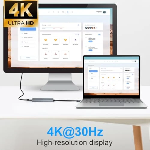 USB C Hub PD100W,4K HDMI, 3*USB A Datenports USB-C Hub Docking Station USBC Adapter Multiportadapter für MacBook Pro/Air, iPad Pro/Air, iPhone 16 Serie, Galaxy S24,Steam Deck usw.
