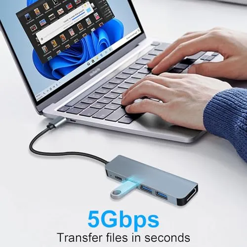 USB C Hub PD100W,4K HDMI, 3*USB A Datenports USB-C Hub Docking Station USBC Adapter Multiportadapter für MacBook Pro/Air, iPad Pro/Air, iPhone 16 Serie, Galaxy S24,Steam Deck usw.