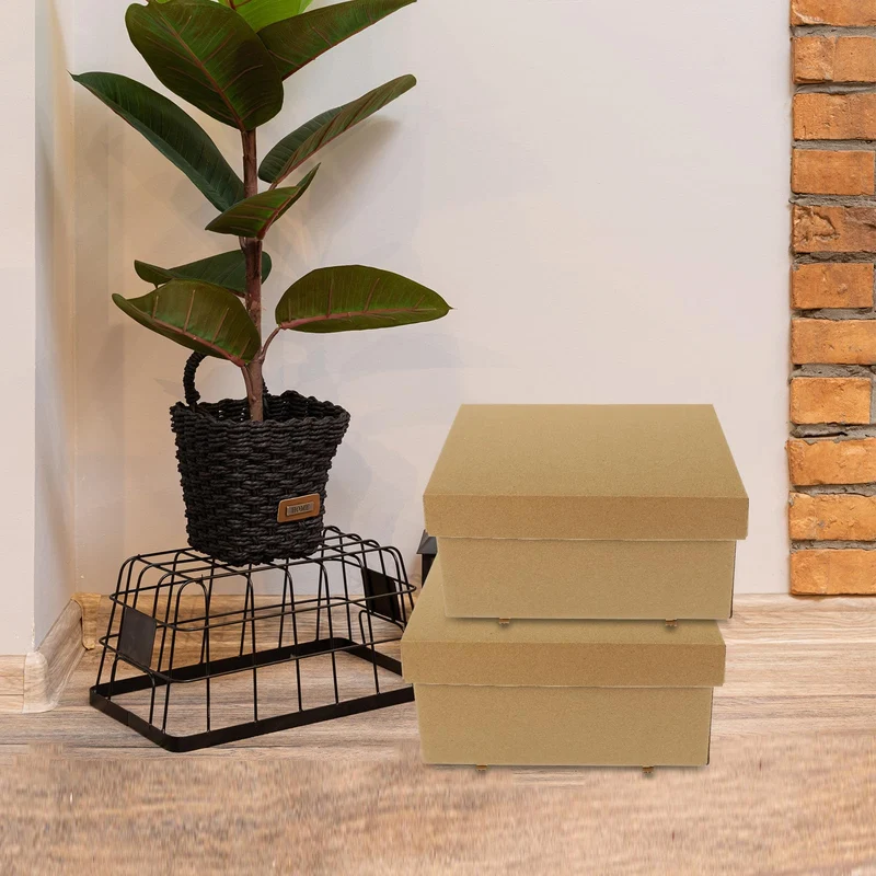 Housoutil Papier Aufbewahrungsbox Khaki, Große Kasten für Büro und Schule