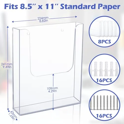 Ripeng Prospekthalter, Wandhalterung, 21,6 x 27,9 cm, transparenter Flyer-Halter, Acryl, Zeitschriftenhalter, Heft, Präsentationsständer, Kunststoff, für Post, Broschüren, Literaturhalter für