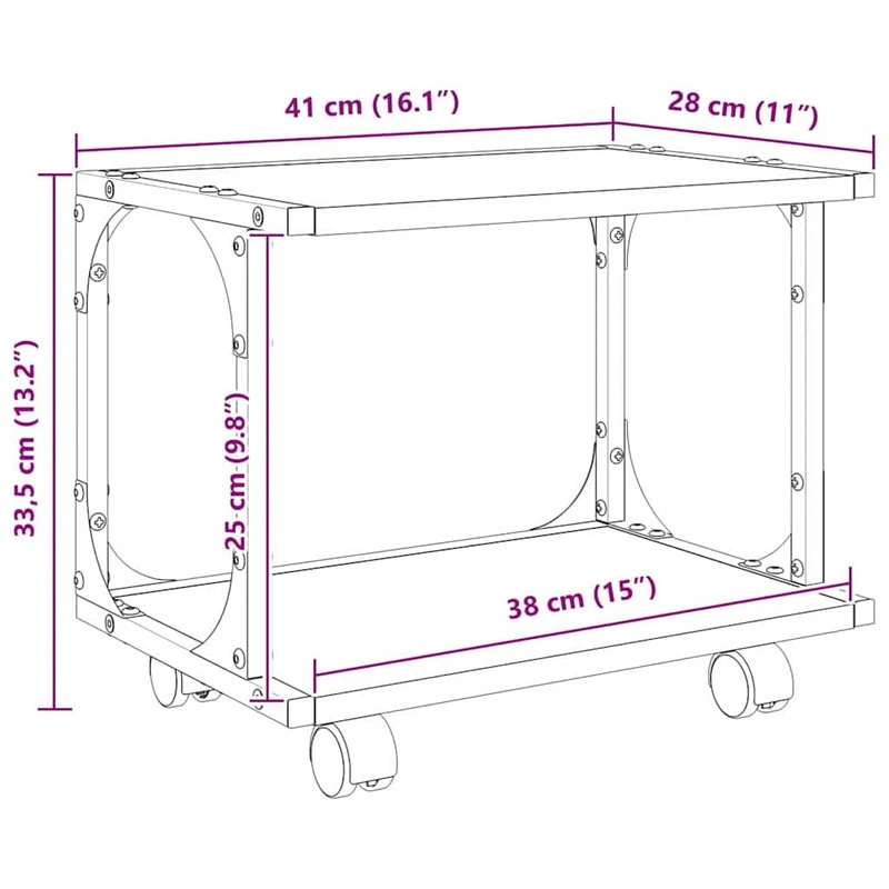 vidaXL Druckerständer Artisan-Eiche 41 x 28 x 33,5 cm Holzwerkstoff