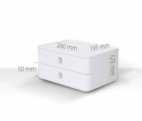 HAN Schubladenbox Allison SMART-BOX mit 2 Schubladen und Trennwand, Kabelführung, stapelbar, Utensilienbox für Büro, Schreibtisch Küche, möbelschonende Gummifüße, 1120-40, hochglänzed grün