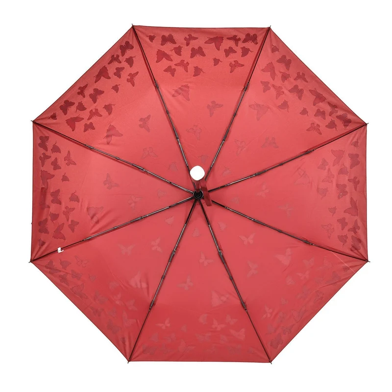 Farbwechsel-Schmetterlingsregenschirm - Farbverwandlung bei Nässe, Marineblau, Durchmesser 103 cm, Länge 25 cm,