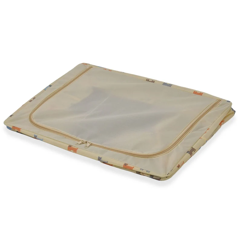 Faltbare Aufbewahrungsbox aus Stoff, 66 Liter offen, Größe 50x40x33cm gefaltet, Beige