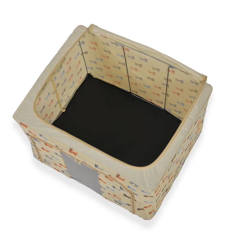 Faltbare Aufbewahrungsbox aus Stoff, 66 Liter offen, Größe 50x40x33cm gefaltet, Beige