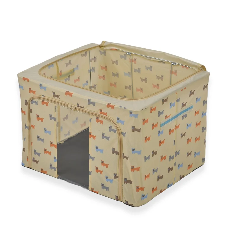 Faltbare Aufbewahrungsbox aus Stoff, 66 Liter offen, Größe 50x40x33cm gefaltet, Beige