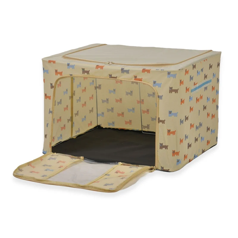 Faltbare Aufbewahrungsbox aus Stoff, 66 Liter offen, Größe 50x40x33cm gefaltet, Beige