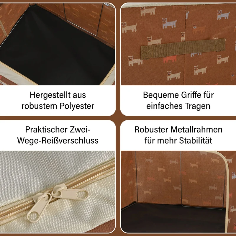Faltbare Aufbewahrungsbox aus Stoff, 66 Liter offen, Größe 50x40x33cm gefaltet, Beige