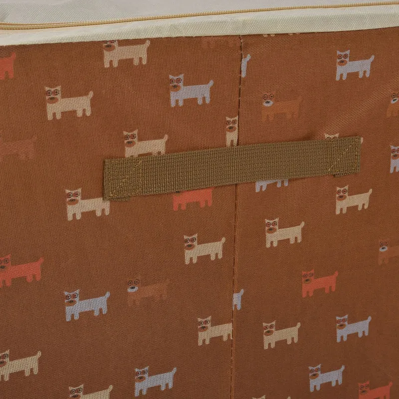 Faltbare Aufbewahrungsbox aus Stoff, 66 Liter offen, Größe 50x40x33cm gefaltet, Beige