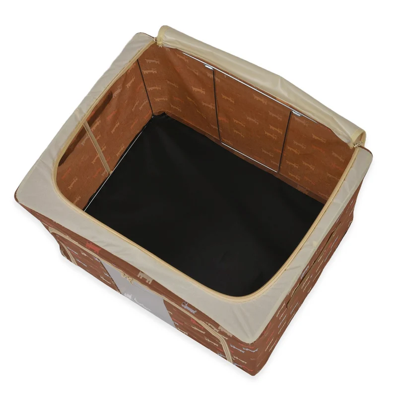 Faltbare Aufbewahrungsbox aus Stoff, 66 Liter offen, Größe 50x40x33cm gefaltet, Beige