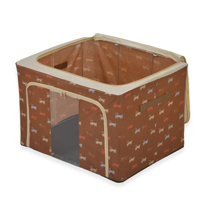 Faltbare Aufbewahrungsbox aus Stoff, 66 Liter offen, Größe 50x40x33cm gefaltet, Beige