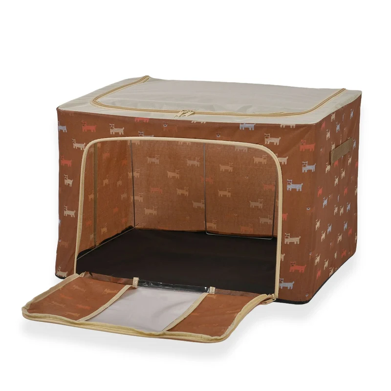 Faltbare Aufbewahrungsbox aus Stoff, 66 Liter offen, Größe 50x40x33cm gefaltet, Beige