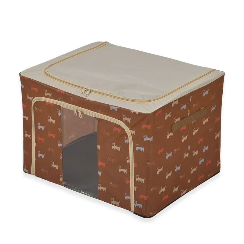 Faltbare Aufbewahrungsbox aus Stoff, 66 Liter offen, Größe 50x40x33cm gefaltet, Beige