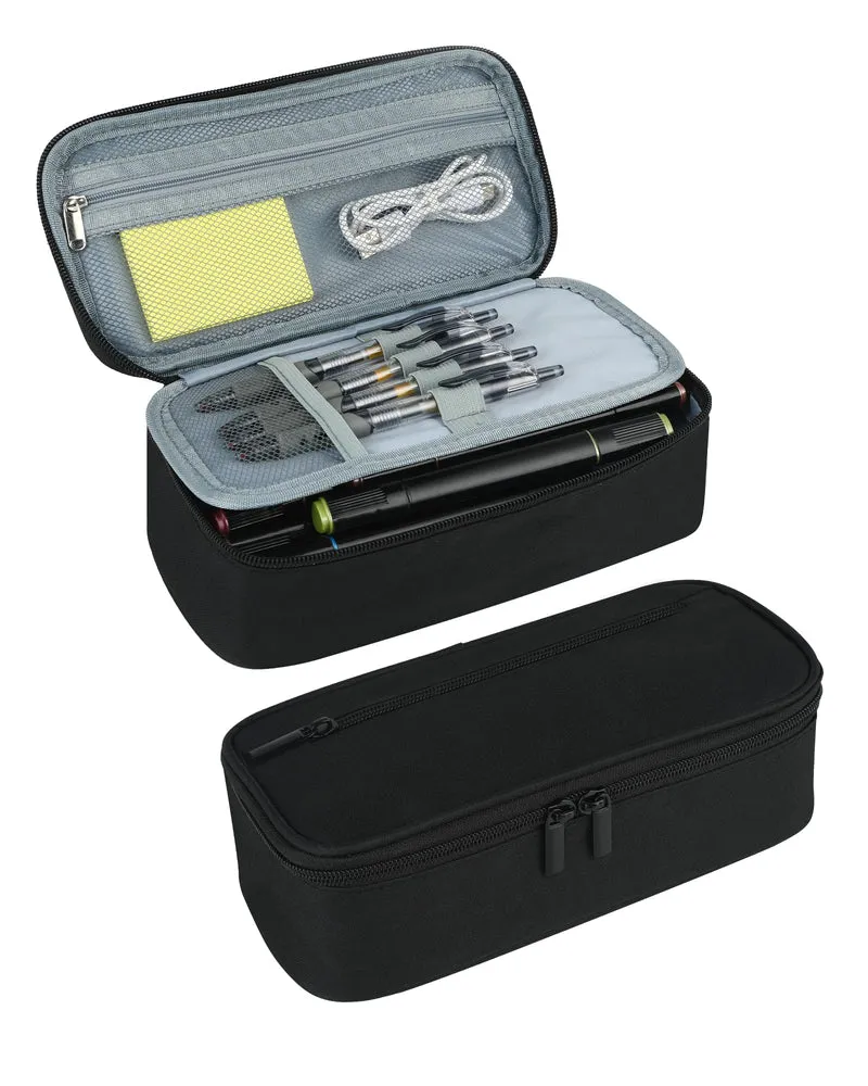 Federmäppchen groß mit 5 Fächern, geräumiges Mäppchen Teenager, praktisches Federmäppchen Jungen und Federtasche Jungen, funktionales Etui Schule, Unisex Stifteetui in Schwarz