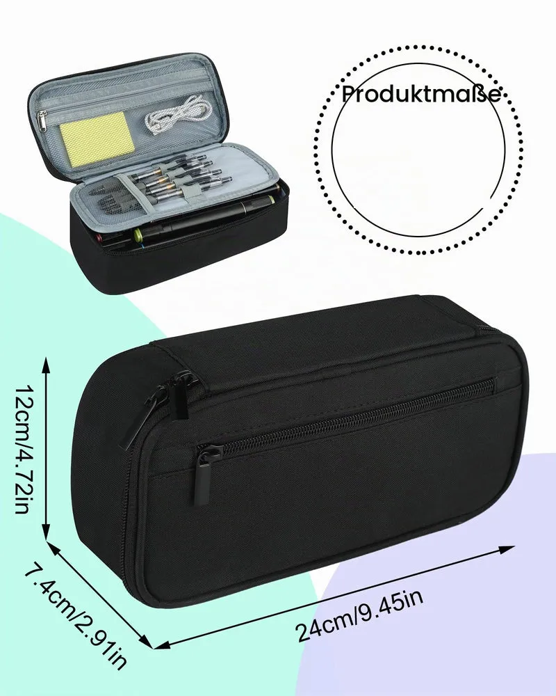 Federmäppchen groß mit 5 Fächern, geräumiges Mäppchen Teenager, praktisches Federmäppchen Jungen und Federtasche Jungen, funktionales Etui Schule, Unisex Stifteetui in Schwarz