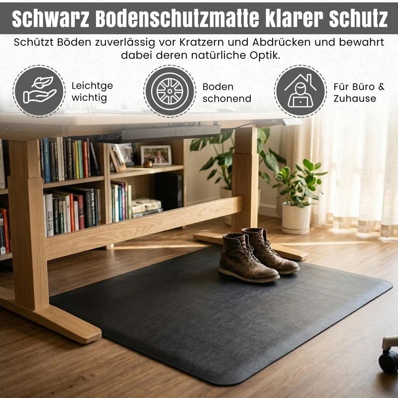 LP Projekt Bodenschutzmatte – rutschfeste und strapazierfähige Bürostuhlmatte für Hartböden und Teppich | Bodenschutzmatte für Zuhause & Büro (Schwarz, 74x120 cm)