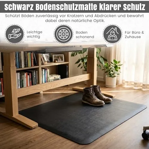 LP Projekt Bodenschutzmatte – rutschfeste und strapazierfähige Bürostuhlmatte für Hartböden und Teppich | Bodenschutzmatte für Zuhause & Büro (Schwarz, 74x120 cm)