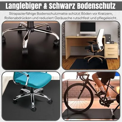 LP Projekt Bodenschutzmatte – rutschfeste und strapazierfähige Bürostuhlmatte für Hartböden und Teppich | Bodenschutzmatte für Zuhause & Büro (Schwarz, 74x120 cm)