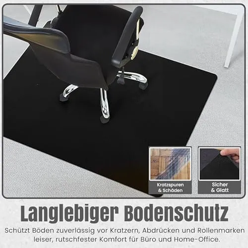 LP Projekt Bodenschutzmatte – rutschfeste und strapazierfähige Bürostuhlmatte für Hartböden und Teppich | Bodenschutzmatte für Zuhause & Büro (Schwarz, 74x120 cm)