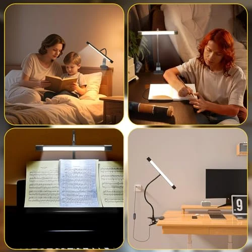 Lustaled Staffelei Lampe, Schreibtischlampe Klemmbar, 7W 36 LED Leselampe Bett, Notenpultleuchte, 3 Farben & 10 Helligkeiten, USB-C Klemmlampe für Malerei, Basteln, Zeichnung