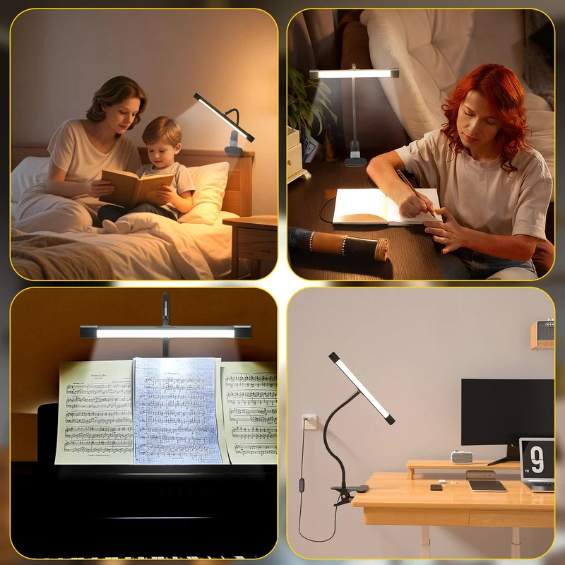 Lustaled Staffelei Lampe, Schreibtischlampe Klemmbar, 7W 36 LED Leselampe Bett, Notenpultleuchte, 3 Farben & 10 Helligkeiten, USB-C Klemmlampe für Malerei, Basteln, Zeichnung