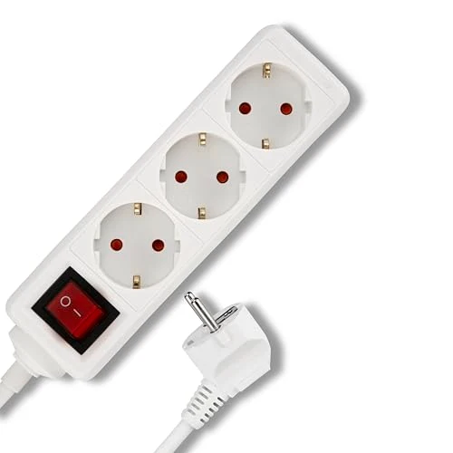 REV Steckdosenleiste - 3-Fach, beleuchteter Schalter, 1,4m, 3500W, weiß