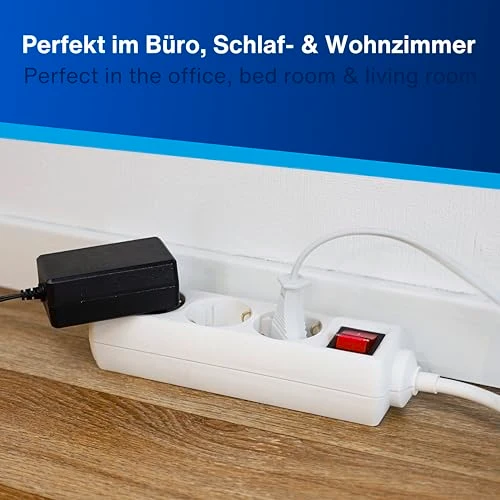 REV Steckdosenleiste - 3-Fach, beleuchteter Schalter, 1,4m, 3500W, weiß