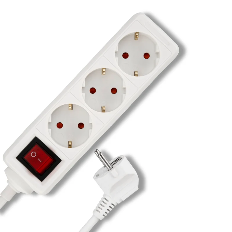 REV Steckdosenleiste - 3-Fach, beleuchteter Schalter, 1,4m, 3500W, weiß