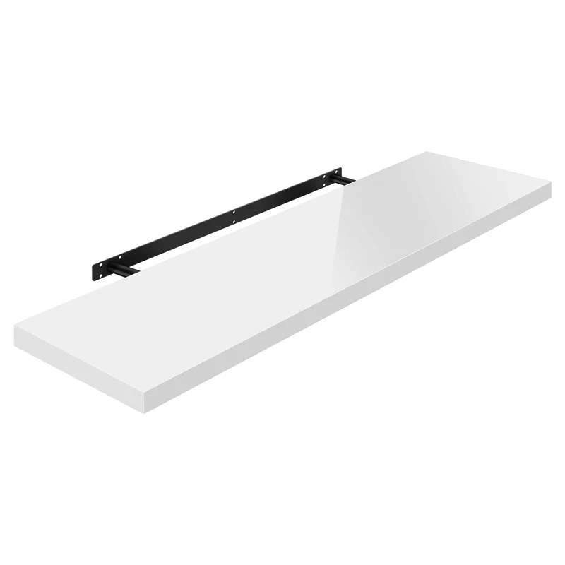 WOLTU Wandregal Wandboard Freischwebend Hochglänzend Weiß,120x22,9x3,8cm