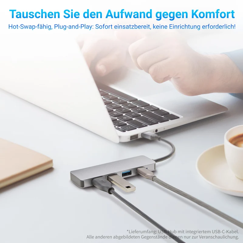 Amazon Basics USB-Hub-Dock für USB 3.2/3.1 2. Generation, 10 Gbit/s, USB-C auf 1 x USB-C / 3 x USB-A, geeignet für Windows/Mac, Silber, Schwarz