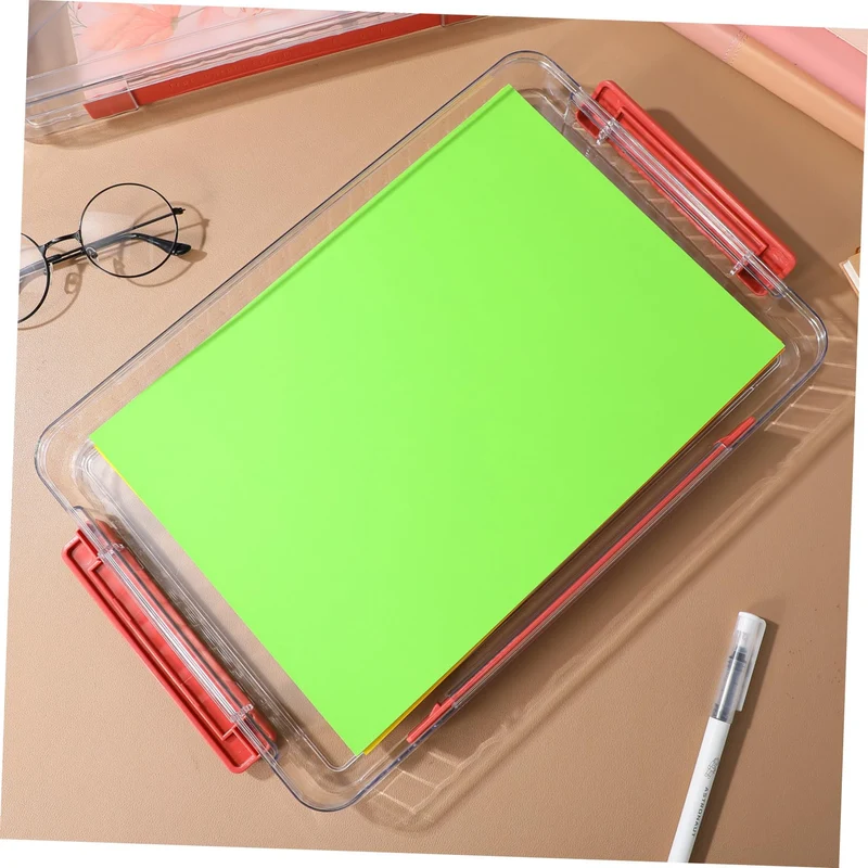SOIMISS 2stücke Kunststoffbox mit Deckel Transparente Kleine Aufbewahrungsbox für Akten Papieraufbewahrung Flache Stapelbox für Büro und Zuhause Organisation von Dokumenten